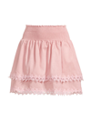 Peixoto Belle Smocked Tiered Miniskirt In Dusty Rose
