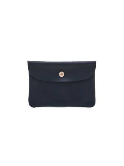 Il Bisonte Medium Snap Closure Leather Case In Navy