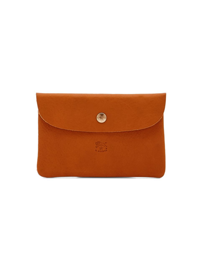 Il Bisonte Medium Snap Closure Leather Case In Orange