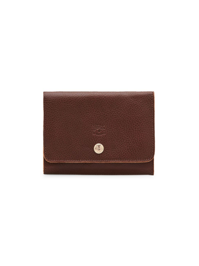 Il Bisonte Vacchetta Leather Carry-all Wallet In Dark Brown