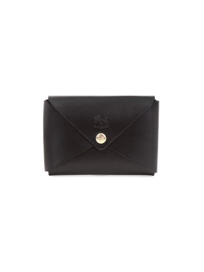 Il Bisonte Vacchetta Leather Envelope Card Case In Black