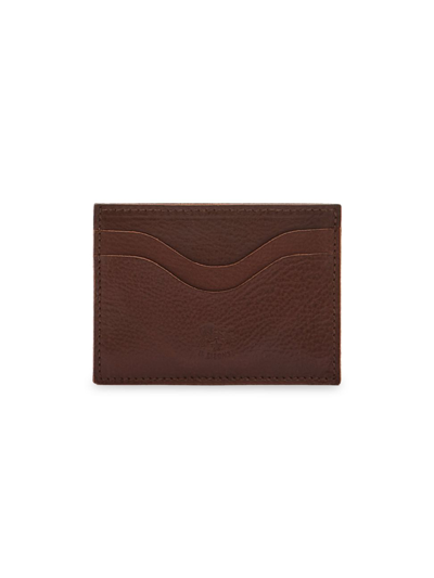 Il Bisonte Vacchetta Leather Card Holder In Dark Brown