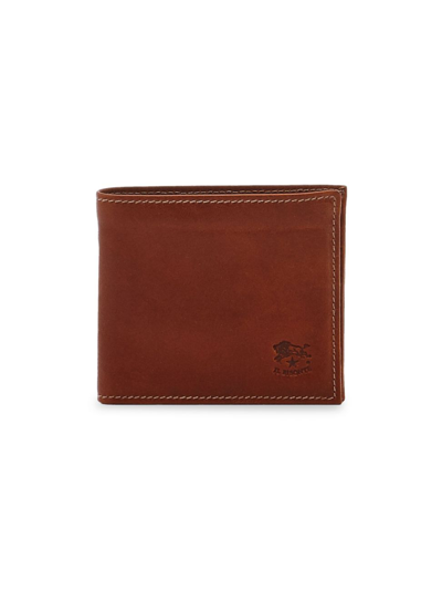 Il Bisonte Leather Bi-fold Wallet In Vintage Dark Brown