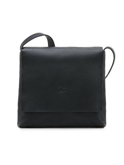 Il Bisonte Unisex Leather Messenger Bag In Black