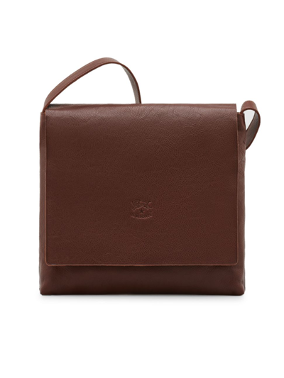 Il Bisonte Unisex Leather Messenger Bag In Dark Brown