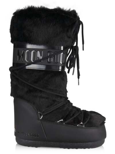 Moon Boot Classic Faux Fur Boots In Black