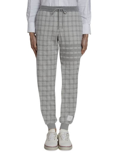Thom Browne Glen Plaid Joggers In Light Grey