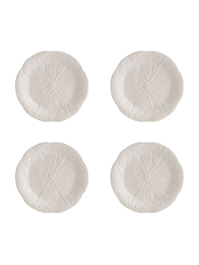 Bordallo Pinheiro Cabbage 4-piece Dessert Plate Set In White