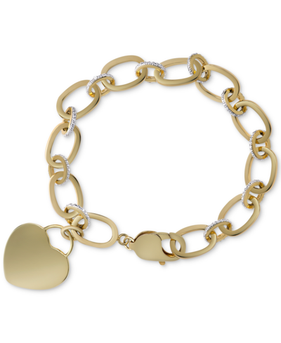 Macy's Diamond Heart Charm Bracelet (1/10 Ct. T.w.) In Sterling Silver Or 14k Gold-plated Sterling Silver
