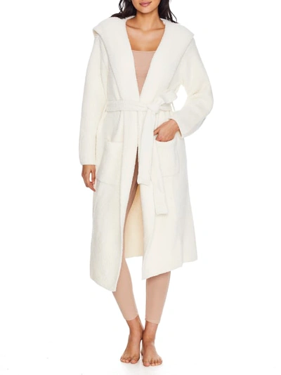 Barefoot Dreams Cozychic Ribbed Hooded Robe In Cream,stone