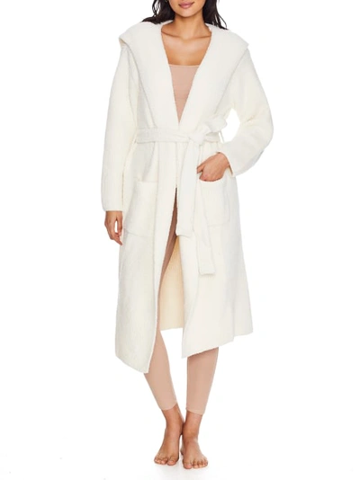 Barefoot Dreams Cozychic Ribbed Hooded Robe In Cream-white