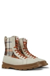 Camper Brutus Plaid Combat Boot In Beige Plaid
