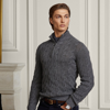 Ralph Lauren Cable-knit Cashmere Quarter-zip Sweater In Medium Grey Melange