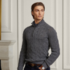 Polo Ralph Lauren Cable-knit Cashmere Quarter-zip Sweater In Medium Grey Melange