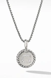 David Yurman Initial Charm Necklace With Diamonds In Silver/ Diamond-g