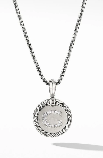 David Yurman Women's Cable Collectibles Sterling Silver & Pavé Diamond Initial Pendant Necklace In Initial G