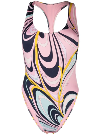Emilio Pucci Onde-print Swimsuit In Baby Pink