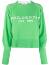 Philosophy Di Lorenzo Serafini Logo Intarsia Crew Neck Jumper In Green