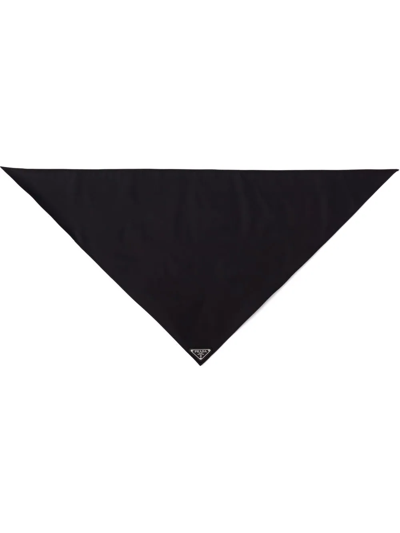 Prada Re-nylon Logo-plaque Neckerchief In Black