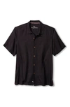 Tommy Bahama Tropic Isles Short Sleeve Button-up Silk Shirt In Black