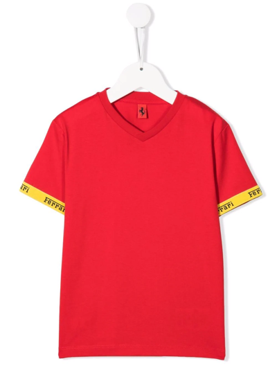 Ferrari Kids' Logo Lettering T-shirt In Red