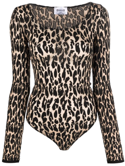 Wolford Neutral Leo Leopard Print Bodysuit In Neutrals
