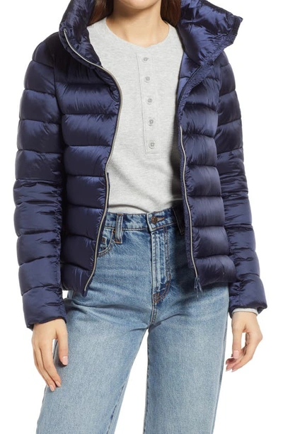 Save The Duck Elsie Waterproof Puffer Coat In Blue Black