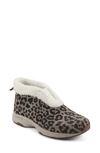 Easy Spirit Trepose Faux Shearling Lined Slipper In Brown Animal Print