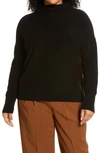 Vince Boiled Cashmere Funnel Neck Pullover In Black