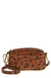 Madewell Mini The Nubuck Leopard Print Carabiner Crossbody Bag In Dried Cedar Multi