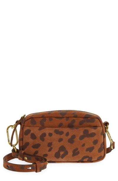 Madewell Mini The Nubuck Leopard Print Carabiner Crossbody Bag In Dried Cedar Multi