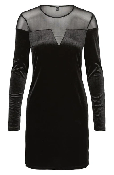 Vero Moda Carola Mixed Media Long Sleeve Dress In Black