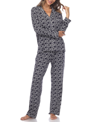 White Mark Plus Size 2 Piece Long Sleeve Heart Print Pajama Set In Navy Hearts