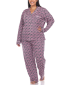 WHITE MARK PLUS SIZE 2 PIECE LONG SLEEVE HEART PRINT PAJAMA SET