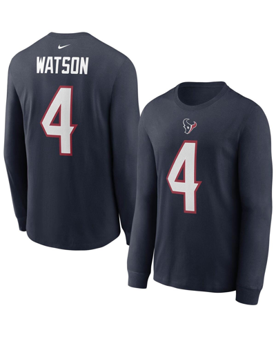 Nike Men's Deshaun Watson Navy Houston Texans Player Name And Number Long Sleeve T-shirt