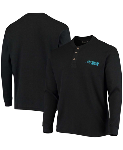 Dunbrooke Men's Black Carolina Panthers Maverick Thermal Henley Long Sleeve T-shirt