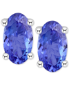 Macy's Ruby Oval-cut Stud Earrings In 14k White Gold (also In Emerald) In Tanzanite