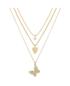 Unwritten 14k Gold Flash-plated 3-pieces Cubic Zirconia Butterfly Layered Pendants Set In Gold Flash Plated