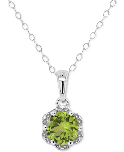 Macy's Rhodolite Garnet Solitaire Scalloped Edge 18" Pendant Necklace (1 Ct. T.w.) In Sterling Silver (also In Peridot