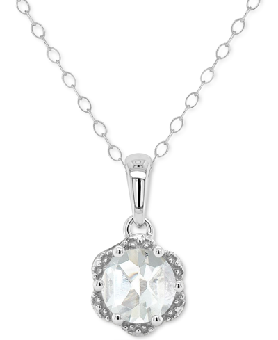 Macy's Rhodolite Garnet Solitaire Scalloped Edge 18" Pendant Necklace (1 Ct. T.w.) In Sterling Silver (also In White Topaz
