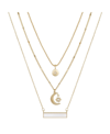 Unwritten 14k Gold Flash-plated 3-pieces Genuine Mother Of Pearl Celestial Layered Pendants Set In Gold Flash Plated