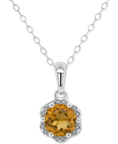 Macy's Rhodolite Garnet Solitaire Scalloped Edge 18" Pendant Necklace (1 Ct. T.w.) In Sterling Silver (also In Citrine