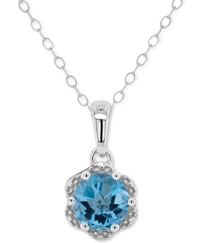 Macy's Rhodolite Garnet Solitaire Scalloped Edge 18" Pendant Necklace (1 Ct. T.w.) In Sterling Silver (also In Blue Topaz