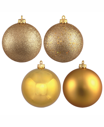 Vickerman 10" Gold 4-finish Ball Christmas Ornament, 4 Per Bag
