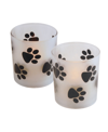 JH SPECIALTIES INC/LUMABASE LUMABASE SET OF 2 PAW PRINTS FLICKERING LED CANDLES