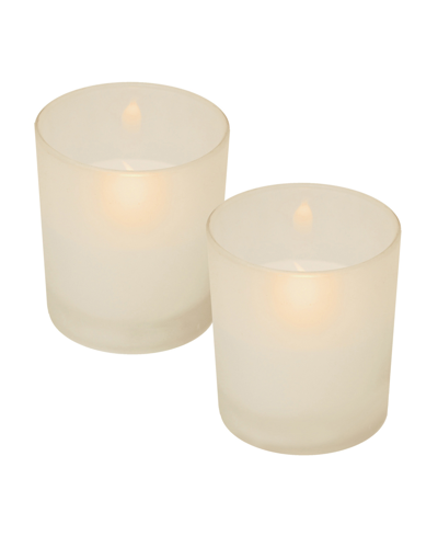 Jh Specialties Inc/lumabase Lumabase Set Of 2 Frosted Glass Flickering Led Candles In Natural