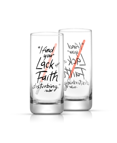Joyjolt Star Wars New Hope Tall Drinking Glasses, Set Of 2 In Clear/red
