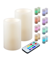 JH SPECIALTIES INC/LUMABASE LUMABASE SET OF 2 MULTI COLORED FLICKERING LED CANDLE WITH REMOTE CONTROL