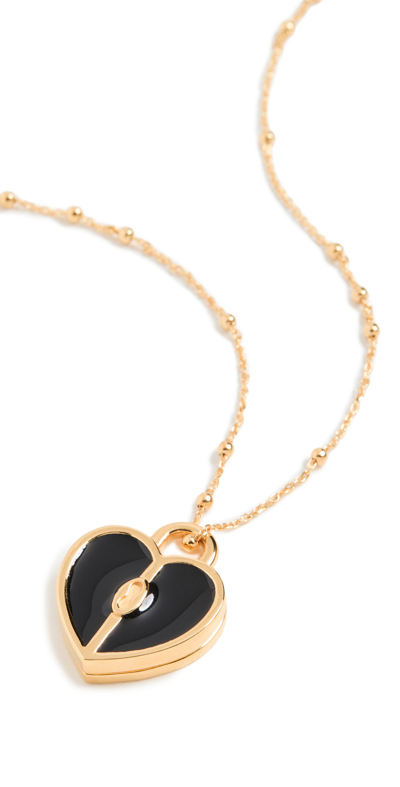 Missoma Engravable Heart Locket Necklace 18ct Gold Plated In Black