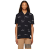 THOM BROWNE NAVY EMBROIDERED BEAR & SALMON POLO